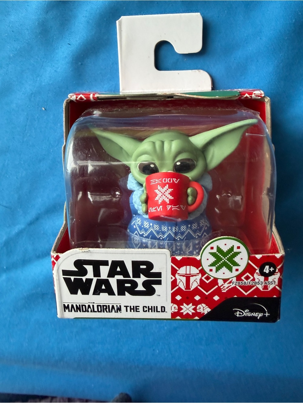 Star Wars Baby Yoda Green Figure with Red Mug and Blue Sweater